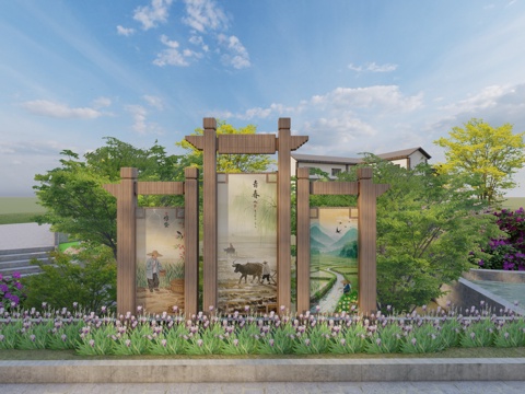 乡村宣传栏su模型