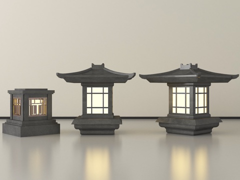 新中式户外景观灯 庭院灯 草坪灯 花园灯su模型