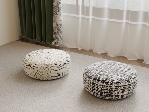 现代中古风沙发凳 布艺换鞋凳su模型