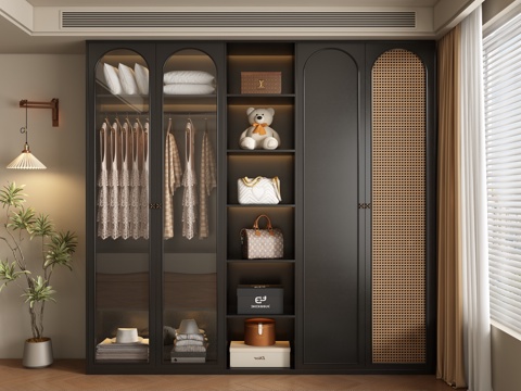  中古风法式衣柜3d模型 