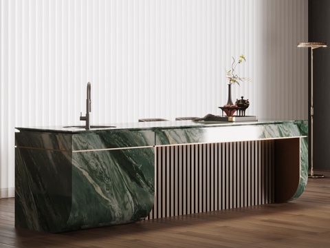 新中式吧台 岛台su模型