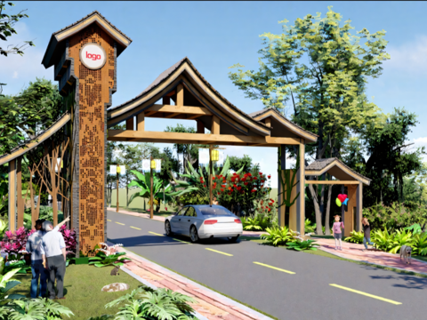 公园门楼建筑构件su模型