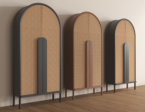 中古风书柜 藤编储物柜su模型