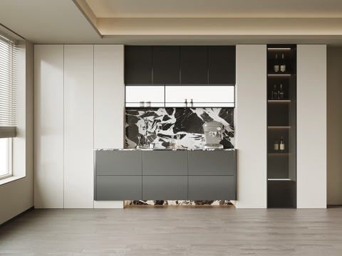 现代意式酒柜 餐边柜su模型