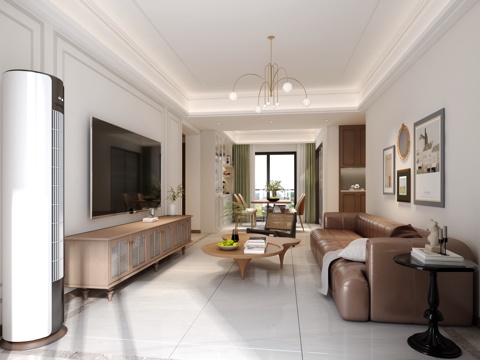  轻法式客餐厅3d模型 