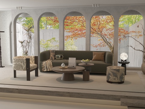 现代别墅客厅su模型