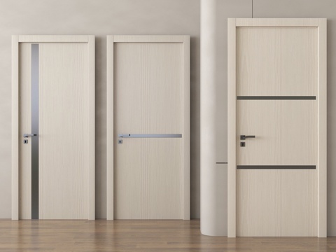 现代单开门 卧室门 实木门 平开门su模型