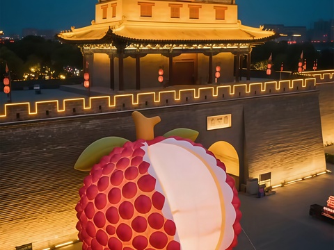 长安的荔枝装饰 荔枝水果艺术装置 电影院商场装饰 户外网红打su模型