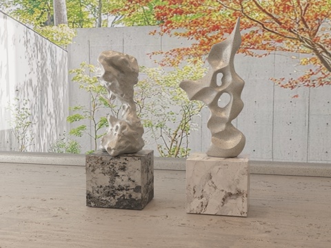 现代雕塑摆件su模型