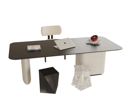 现代书桌椅 书桌 凳子su模型