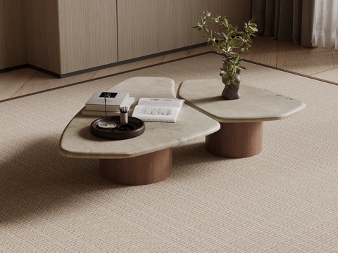 侘寂中古风茶几 异形茶几su模型