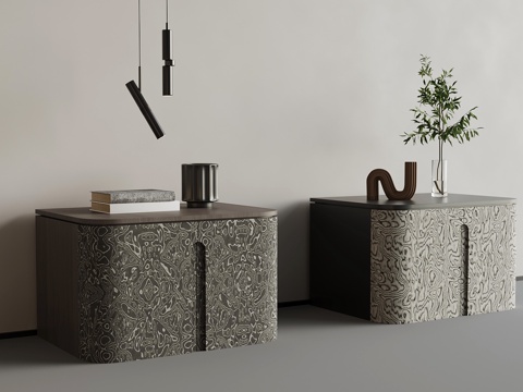 现代意式床头柜su模型