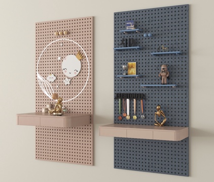 现代洞洞板 置物架su模型