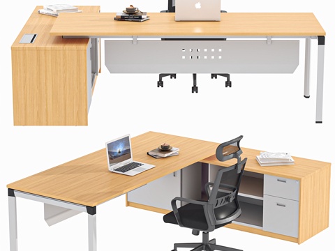  现代办公桌椅 办公桌 办公椅 主管桌 班台 经理桌 工位 领3d模型 