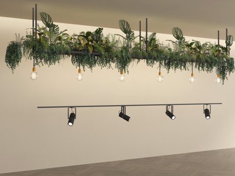  吧台吊顶吊灯绿植花卉3d模型 