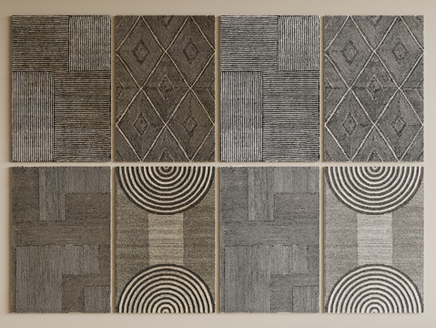  现代简约地毯 方形地毯 布艺地毯 客厅地毯 艺术地毯su模型 