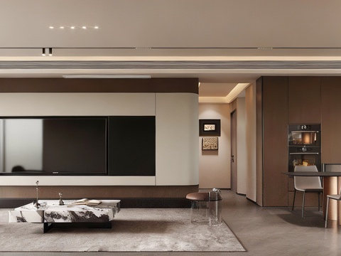  现代极简家居客厅 现代极简原木极简3d模型 