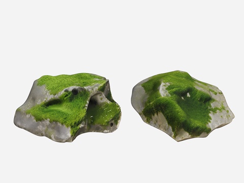  苔藓石头 景观石头 现代石头 庭院石头 禅意石头 置石3d模型 