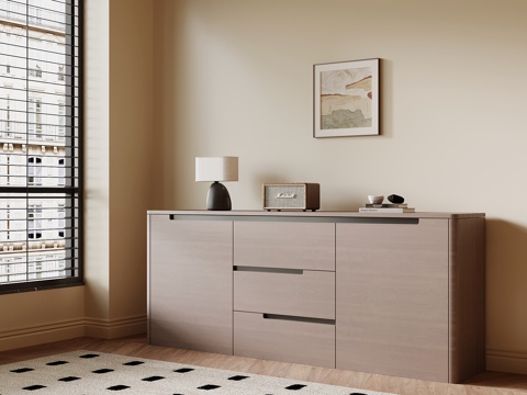 现代中古风玄关柜 边柜su模型