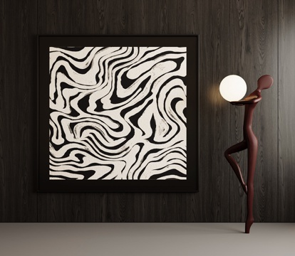 现代意式挂画 墙饰 装饰画su模型