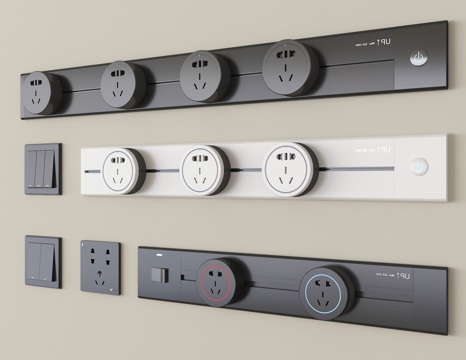 现代开关插座  轨道插座su模型