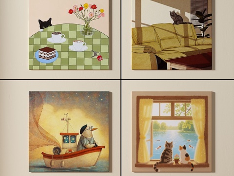  现代，简约，抽象，装饰画3d模型 