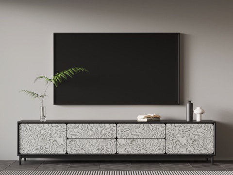 现代意式电视柜 实木电视柜su模型