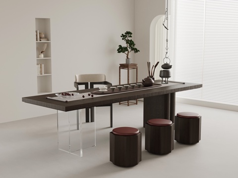  新中式茶台 茶桌椅3d模型 