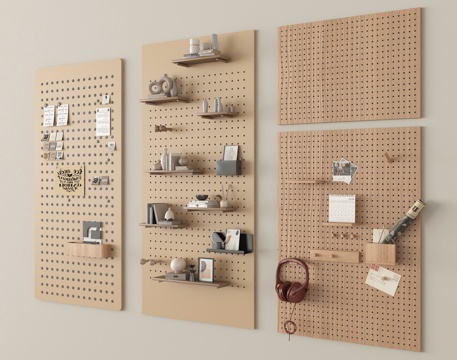 现代洞洞板 置物架su模型