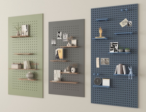  现代洞洞板 置物架3d模型 