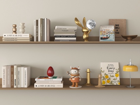 现代饰品摆件组合 书籍摆件su模型