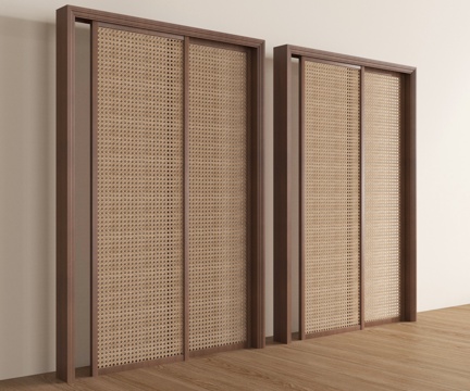 侘寂风隔断  藤编隔断su模型