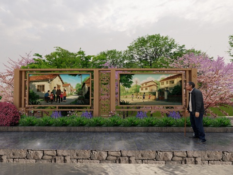 乡村宣传栏su模型