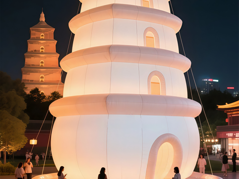 大雁塔艺术装置 国潮网红艺术装置 景观广场网红打卡 网红建筑su模型