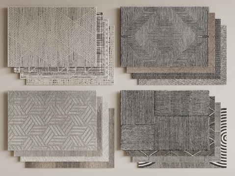 现代简约地毯 方形地毯 布艺地毯 客厅地毯 艺术地毯su模型