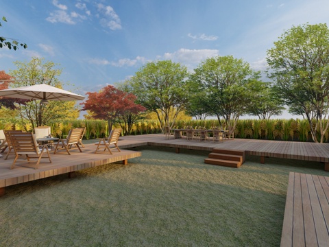 田野休闲平台su模型