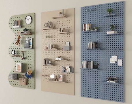  现代洞洞板 置物架3d模型 