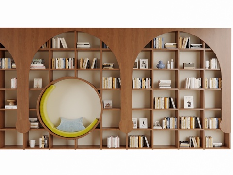 现代书柜 书架 装饰柜 书籍摆件su模型