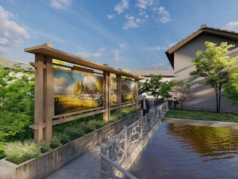 乡村宣传栏su模型