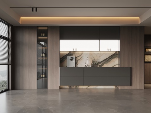  现代意式酒柜 餐边柜su模型 