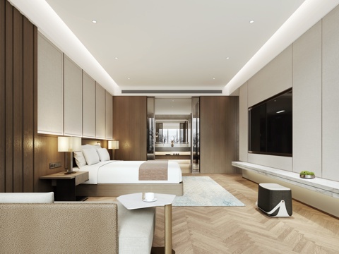  现代酒店客房3d模型 