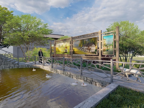 乡村宣传栏su模型