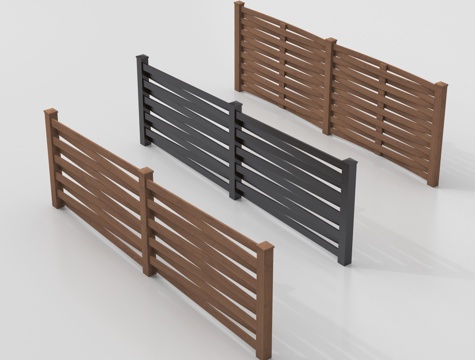 现代围栏护栏 铁艺栏杆 扶手su模型