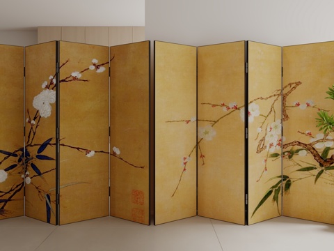  新中式屏风3d模型 
