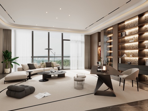  现代意式会客厅3d模型 