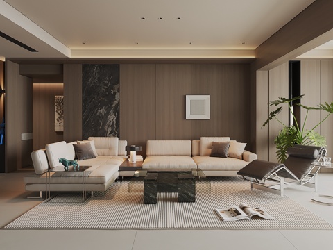 现代家居客厅su模型