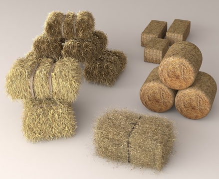 干草捆 农业素材 干草堆 农场元素 乡村风格 畜牧业材料su模型