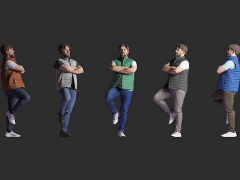  坐姿男人 依靠倚靠 人物多人 配色装饰 场景氛围 道具装饰3d模型 