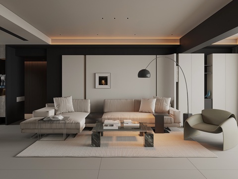  现代家居客厅3d模型 