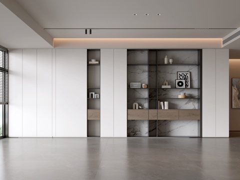  现代客厅 沙发背景墙 轻奢客厅 装饰柜 客厅背景3d模型 